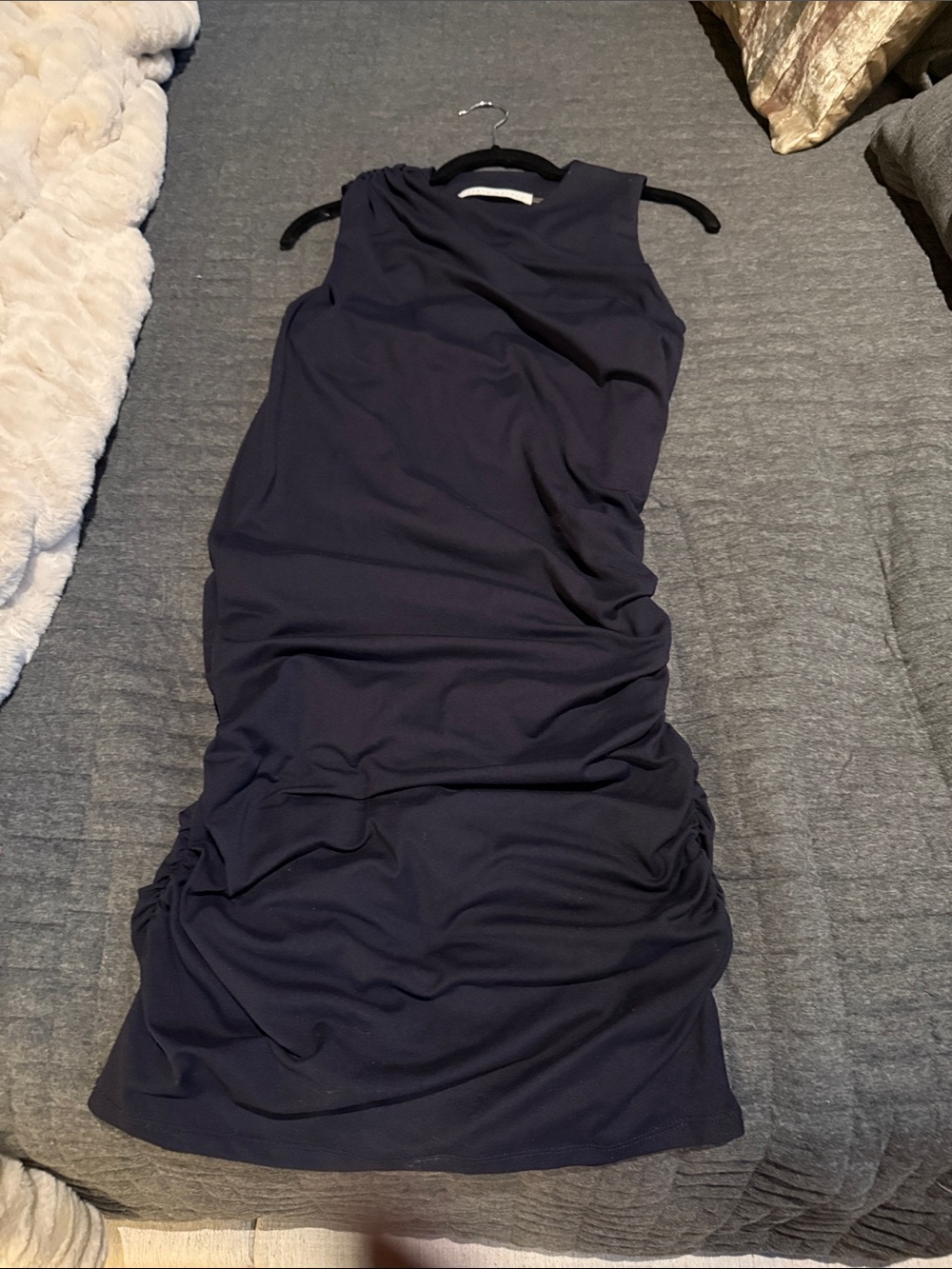 Susana Monaco Navy Sleeveless Ruched Mini Tank Dress